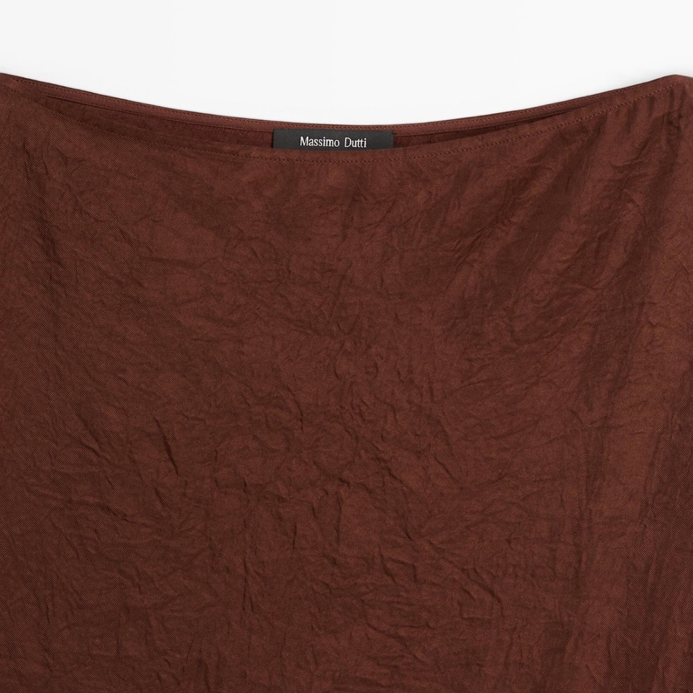NWT Massimo Dutti Burgundy/Warm Chocolate Satin Midi Dress Size 2 US / 34 EUR - Picture 5 of 14